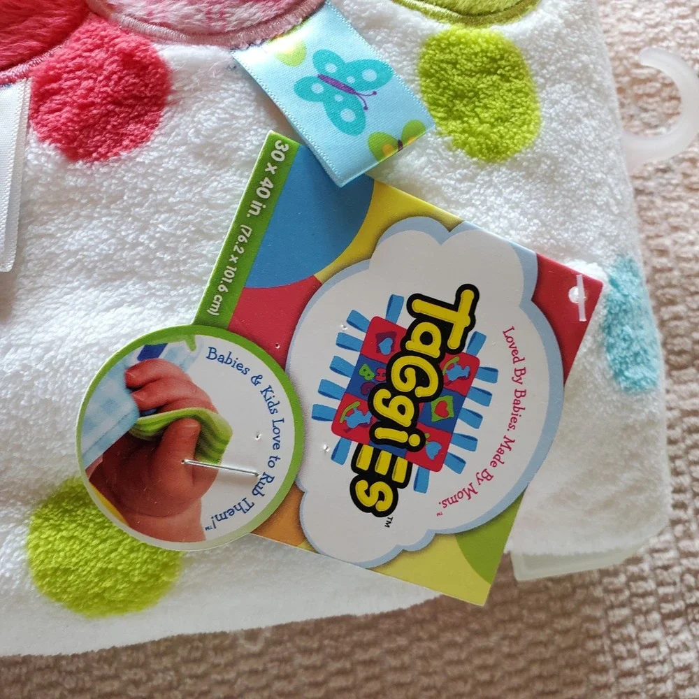 Taggies Caterpillar Polka Dot Sensory Baby Blanket White Plush 30x40 NWT
